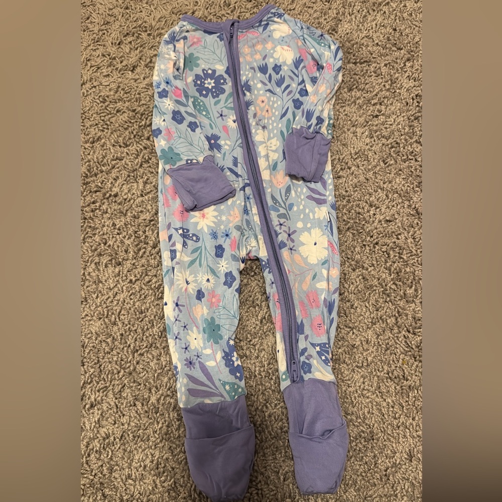 Little Sleepies Floral Kids Pajamas - Purple and Blue